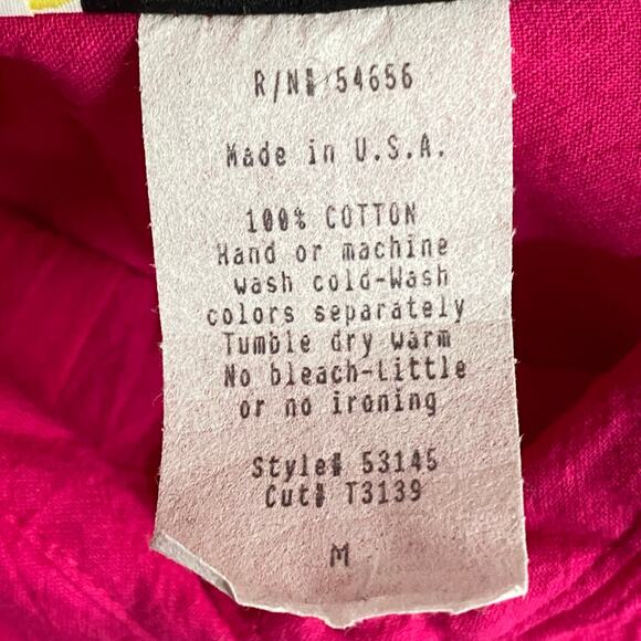 Vtg 80s 90s Two Potato Button Down Tie Back Short Sleeve Maxi Dress M Pink NOS - Picture 16 of 16